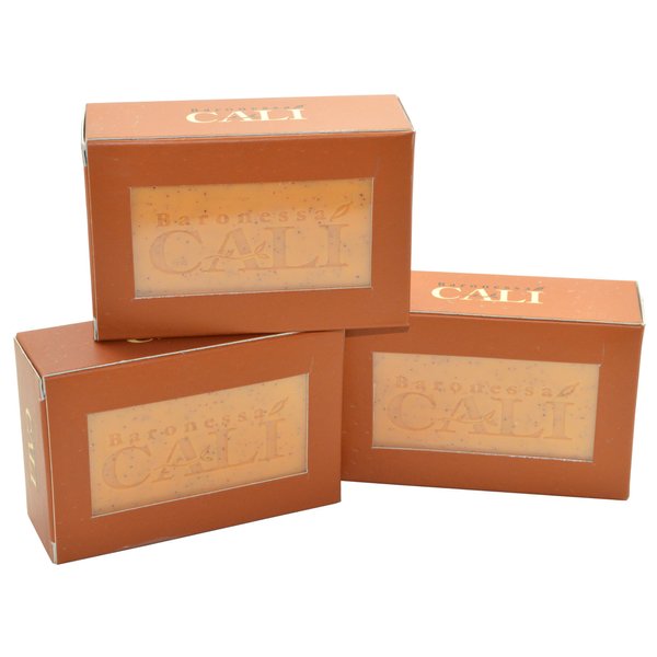 Baronessa Cali Tarocco Skin Cleanser Bar Soap with Exfoliate - Deep Moisturizing Olive Oil Soap with Sicilian Red Orange Extracts- 5.3 Ounces, Pack of 3