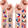 103 PCS Philippines Filipino Flag Pride Temporary Tattoos Stickers Themed Birthday Party Decorations Supplies Decor Favors Star Sun Flags Tattoo Sticker Gifts For Kids Boys Girls Class Prizes Carnival