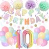 BRT Bearingshui 10th Birthday Decorations for Girls Boys, 40 Inch Rainbow Gradient Number 10 Balloon, 10th Birthday Balloon, Happy Birthday Banner, Children’s 10th Birthday Party Supplies for Kids