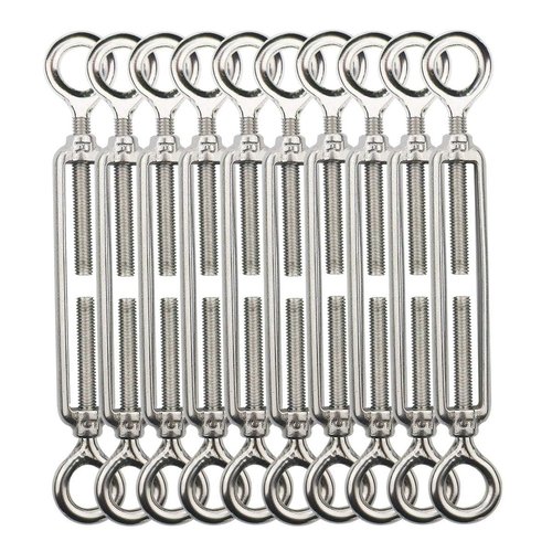 TooTaci 10 Pack M5 Turnbuckle Eye and Eye, 304 Stainless Steel Turnbuckle Wire Tensioner, Adjustable Turnbuckles for Cables Wire, Cable Tightener for Tension, Garden Trellis, Cable Railing