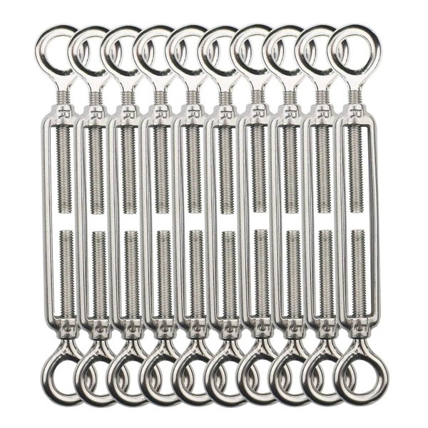 TooTaci 10 Pack M5 Turnbuckle Eye and Eye, 304 Stainless Steel Turnbuckle Wire Tensioner, Adjustable Turnbuckles for Cables Wire, Cable Tightener for Tension, Garden Trellis, Cable Railing