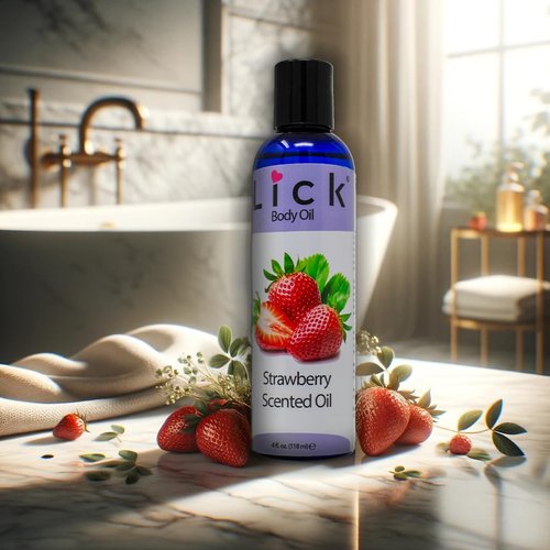LICK Strawberry Scented Body Oil - Vitamin E Infused, Moisturizing & Hydrating Body Oil Gel for Women, Soothing Aromatherapy Experience - Antioxidant Protection, Natural & Gentle Body Oil…