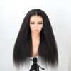 Domiso 22 Inch Wear and Go Glueless Wig Kinky Straight Lace Pre Cut 6x4.6 HD Lace Front Wigs Human Hair for Women Glueless Wig with Elastic Band Natural Hairline 200% Density Yaki Hair Natural Black