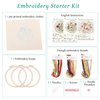 Harimau 3 Pack Embroidery Kit for Beginners , Floral Plant Pattern,Cross Stitch Kits Set , Including Stamped Embroidery Cloth with 3 Embroidery Hoops, Color Threads and Tools (Flower)