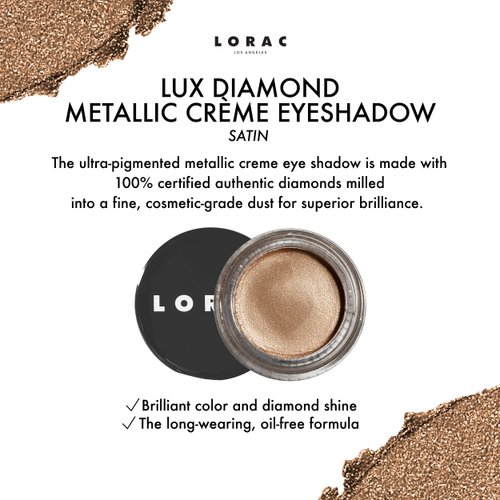 LORAC Lux Diamond Crème Eye Shadow | Metallic Shimmer Eyeshadow Powder | Satin Gold