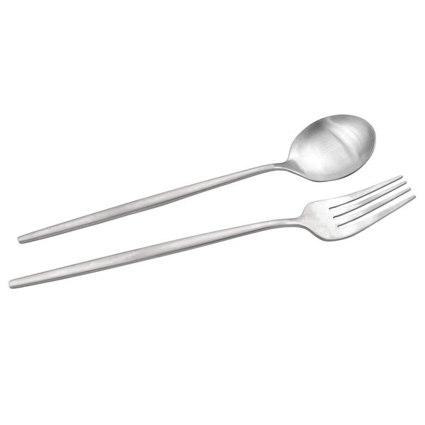 PILER 30-Piece Matte Dinner Knife Fork Spoon Salad Fork Teaspoon Flatware Set, 18/0 Stainless Steel For 6, Silver