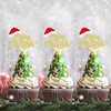 Ercadio 24 Pack Merry Christmas Cupcake Toppers Gold Glitter Santa Hat Christmas Cupcake Picks Merry Xmas Cupcake Decoration Winter Christmas Theme Xmas Holiday Birthday Party Supplies