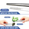 2 Pcs Straight and Curved Tip Tweezers 12 Inch, Stainless Steel Precision Tweezers Set with Serrated Tips Comfortable Ridged Handle, Tweezer Tongs for Cooking Repairing with Essential Tweezer Ebook