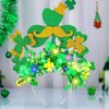 GRAEEN Lgiht Up St Patrick's Day Headband Green Clover Hair Band Irish Shamrock Party Costume Accessories for Women