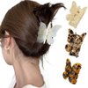 Enfudid 3Pcs Butterfly Hair Clip, Small Tortoise Barrettes Acrylic Hair Jaw Clips Clamp, Celluloid Leopard Print French Hair Claw Clips, Women Styling Hair Clamps for Thick/Thin