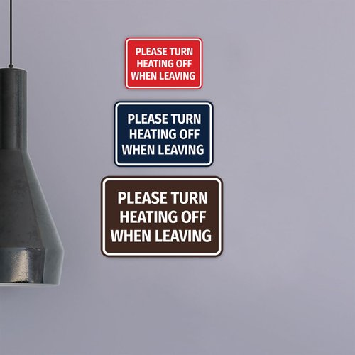 Signs ByLITA Classic Framed Please Turn Heating Off When Leaving Door or Wall Sign | Eco-Friendly Home Sign (Brushed Gold) - Small