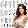 Temporary Tattoos for Women -26 Sheet Pack of Long Lasting Realistic Semi Permanent Tattoo Stickers 3D Sunflower Floral Butterfly Rose, Peony Designs Fake Tattoos Adult Body Art
