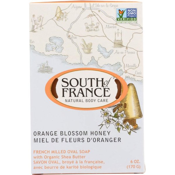 Orange Blossom Honey Clean Bar Soap by South of France Clean Body Care | Triple-Milled French Soap with Organic Shea Butter + Essential Oils | Non-GMO Body Soap | 6 oz Bar – 4 Pack