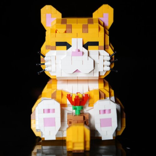 Myweyde Orange Cat Building Blocks, Micro Building Blocks Cats, Cat Building Blocks, Mini Blocks Building Sets Adult Cat for Adults & Boys & Girls (Cat - 834Pcs)