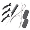 NEWISHTOOL Tape in Hair Extension Tools Kit, Stainless Steel Hair Sealing Pliers Fine Tail Comb Hair Clips & Hair Pads for Human Hair Extension Tape Sealing, Silver Flat Surface Taping Clamp Plier