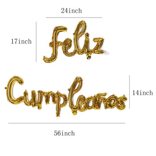 Feliz Cumpleanos Gold Small Letters Conjoined Balloons Feliz Cumpleanos Gold Balloon Happy Birthday Balloons Birthday Banner Decoration Party Decoration Supplies