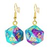 d20 20-Sided Polyhedral Dice Earrings - Hook with Earnuts (Light Blue-Purple Swirl)