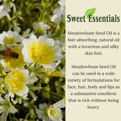 Sweet Essentials Premium Organic Meadowfoam Seed Oil, Imported From Canada, 4oz, 100% Pure, Cold Pressed - For Hair, Skin and Nails | Perfect Carrier Oil | Also Excellent For Mature Skin