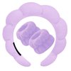 Beleki Spa Headband for Washing and Wristband Set Sponge Headband Women Face Wash Makeup Skincare Headband Non Slip Puffy Headwear Thick Hair Accessories for Women Girls, Purple