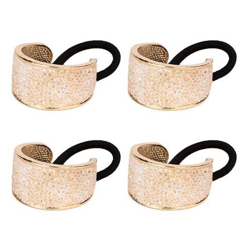 YISSION 4Pcs Sparkly Rhinestone Hair Ties Ponytail Holder Elastics Scrunchies Fancy Crystal Hair Ties for Thin Thick Hair Rhinestone Hair Accessories for Women Girls (Clear Rhinestone)