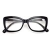 Women Big Lens Butterfly Reading Glasses - Fun Cateye Clear Lens Readers - Vintage Fashion (Black, 1.25)