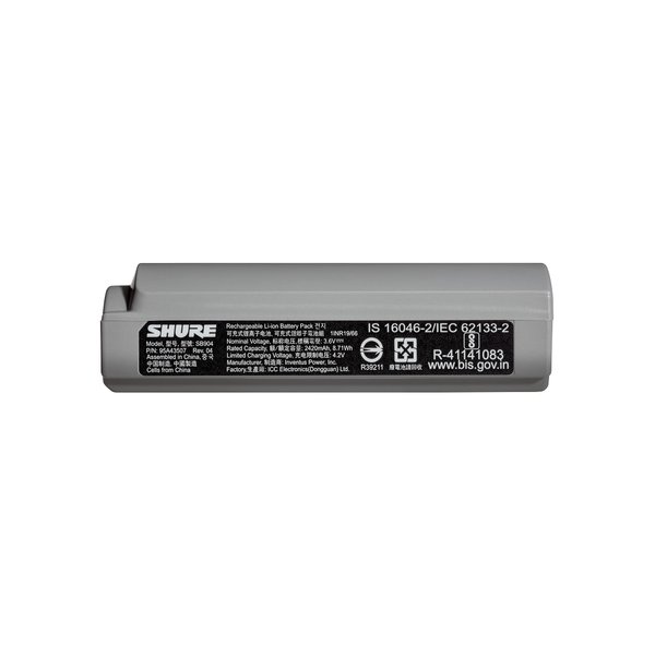 Shure GLX-D+ Dual Band SB904 Lithium-Ion Rechargeable Battery with up to 12 Hours of Runtime, Compatible with GLXD+ Digital Wireless Systems (GLXD1+ Bodypacks and GLXD2+ Handheld Transmitters)