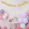Adventure Awaits Banner, Wedding Engagement Party Bunting Decor, Congrats Grad, Birthday Retirement Sign Graduation Party Decorations Gold Glitter