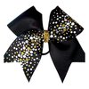 Cheer Bows, Hair Bow, Cheerleading, Dance, Pom, Recitals, Black with white and Gold dots pattern