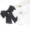2Pcs Big Satin Hair Bows for Women Girls 8 Inch Barrette Hair Clip Long Black Silk Ribbon bride Wedding Bows French Style Hair Accessories (Black+White-A)