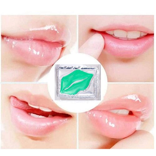 VERONNI Crystal Lip Masks 30 Pieces Green Tea Lip Mask Nourishing Lip Pads Firms Hydrates Lips Mask Sheet