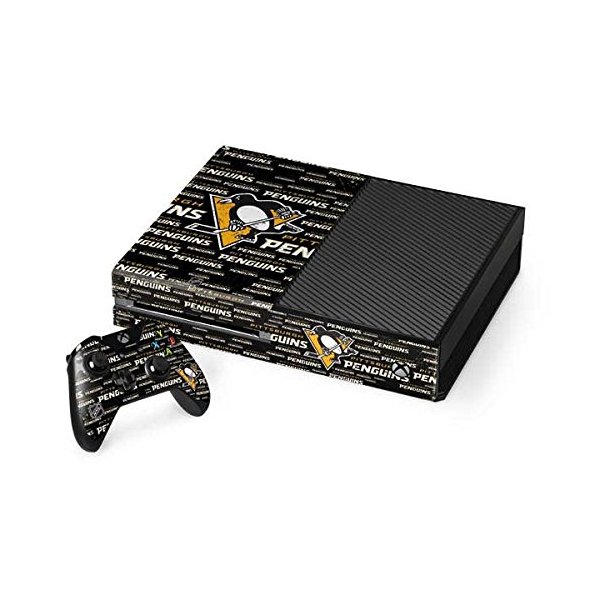 Skinit Decal Gaming Skin Compatible with Xbox One Console and Controller Bundle - Officially Licensed NHL Pittsburgh Penguins Blast Design