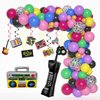 Amandir 80s 90s Party Decorations, 114Pcs Balloon Arch Kit 80's 90's Hanging Swirls Inflatable Disco Ball Radio Boom Box Retro Mobile Phone Balloons for Back to 80s 90s Hip Hop Birthday Supplies