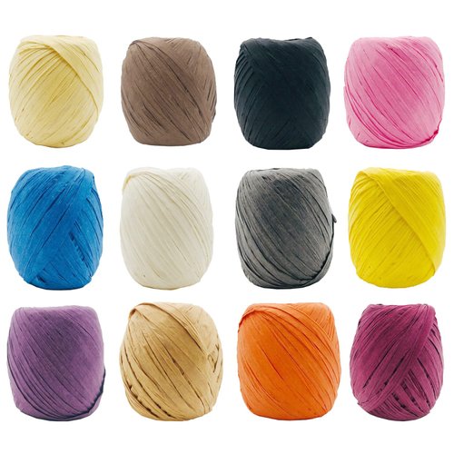 12 Rolls Raffia Ribbon,787 Feet Raffia Twine String for Christmas Valentine's Day Party Gifts Wrapping Florist Bouquets DIY Craft Decoration Weaving,12 Colors