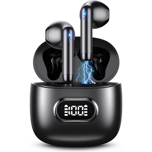 SGNICS for T-Mobile REVVL 6 Pro - Bluetooth 5.3 Ear Buds LED Power Display Headphones Bass Stereo, Earbuds in-Ear Noise Cancelling Mic, 40H Playback Mini Case IP7 Waterproof Sports Earphones