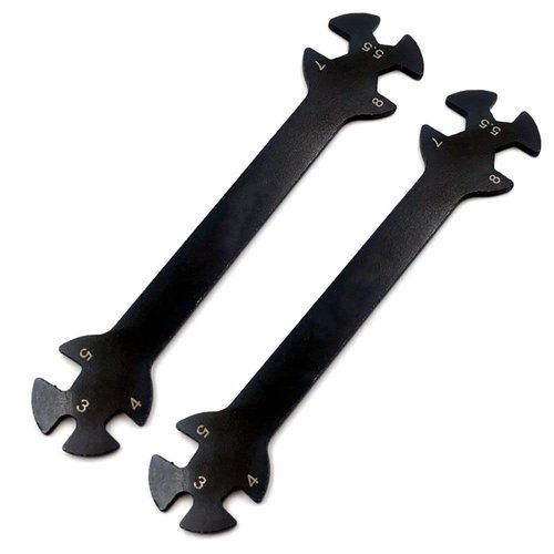HomeSoGood 2Pcs Turning Screws And Nuts Mini Hudy Special Wrenches 3/4/5/5.5/7/8mm 6 in 1 RC Drone Car Boat Repair Tool(black)