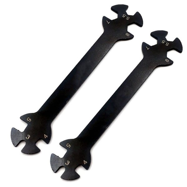 HomeSoGood 2Pcs Turning Screws And Nuts Mini Hudy Special Wrenches 3/4/5/5.5/7/8mm 6 in 1 RC Drone Car Boat Repair Tool(black)