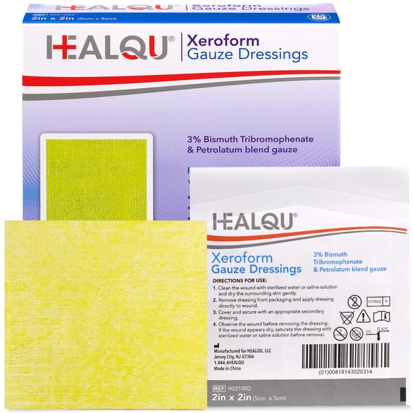 HEALQU Medical Xeroform Petrolatum Dressing 2x2 - 25 Count - Non-Adherent Gauze Pad for Low Exudating Wounds - Soft Mesh Gauze Patch Sterile for Wound Care Lacerations, Burns & Skin Grafts