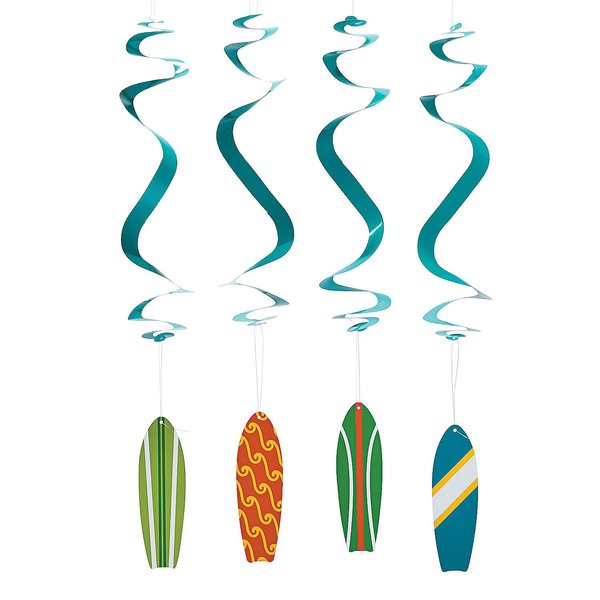 Fun Express - Surf's Up Birthday Hanging Swirls - Party Decorations - Spirals & Swirls - 12 Pieces - Perfect for Beach-Themed Celebrations