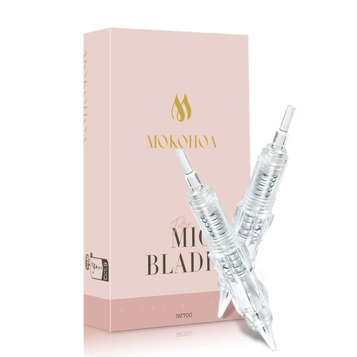 Tattoo Needles, Mokohoa 1rl Tattoo Cartridge Needles with Membrane Professional Disposable Tattoo Needle Cartridge for Eyebrow Eyeliner Eyeshador Lip Shape Hair Scalp 1R-0.18mm