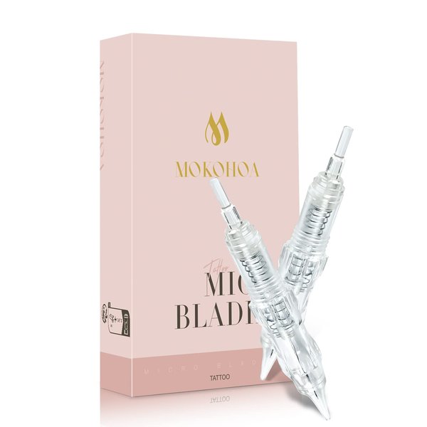 Tattoo Needles, Mokohoa 1rl Tattoo Cartridge Needles with Membrane Professional Disposable Tattoo Needle Cartridge for Eyebrow Eyeliner Eyeshador Lip Shape Hair Scalp 1R-0.18mm