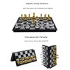 Mini Magnetic Chess Board Game with Gold and Silver Color Pieces, Foldable Durable, Easy to Carry (7.8 inch)