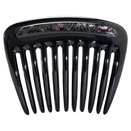 Camila Paris CP3771 French Hair Side Comb Small Rounded Black and Pink, French Twist Hair Combs, Strong Hold Hair Clips for Women Bun Chignon, Styling Girls Hair Accessories Made in France