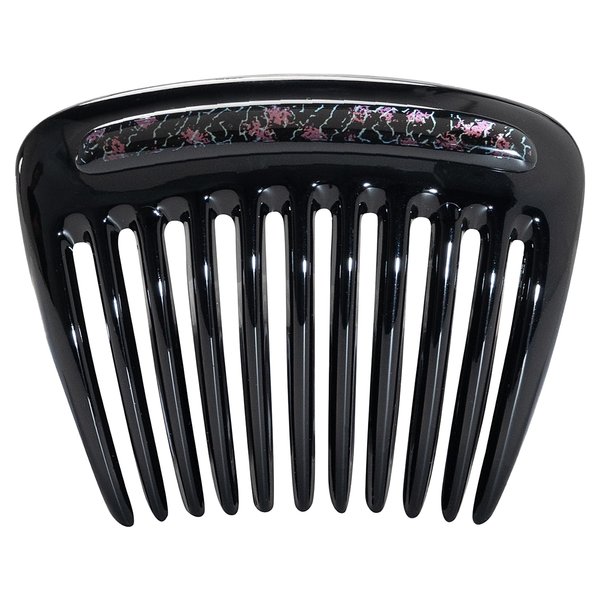 Camila Paris CP3771 French Hair Side Comb Small Rounded Black and Pink, French Twist Hair Combs, Strong Hold Hair Clips for Women Bun Chignon, Styling Girls Hair Accessories Made in France