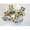 Small mini antique bronze bow metal hair claw clip with crystals bridal clip