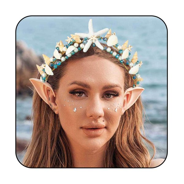 Catery Starfish Headband Crown and Tiara Seashell Bridal Headpiece Sea Star Crown Shell Hairband Beach Wedding Hair Accessories for Women and Girls