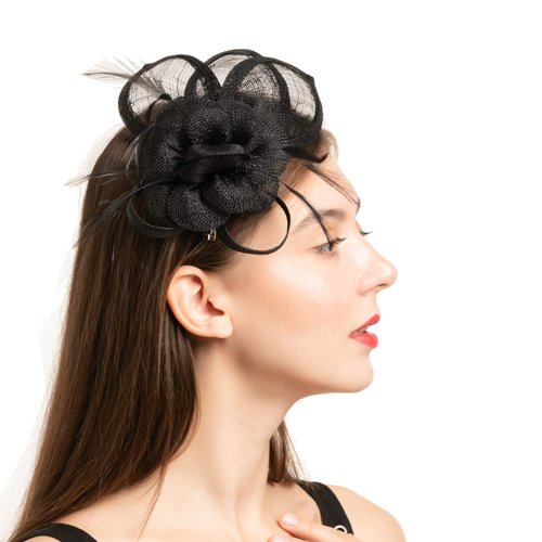 C.Garopl Accessories Fascinators Hats Women Vintage Wedding Fashion Headband Clip Church Cocktail Dresses Headwear Tea Party (Black-01)