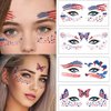 10 Sheets Independence Day Face Sticker Set -4th of July Face Tattoo Stickers for Adult Kids Patriotic Eye Body Face Temporary Tattoo Stickers Independence Day Party Decoration Supplies