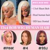 Valiilo Short Bob Wig Human Hair 13x4 HD Lace Front Wigs Human Hair Bleach Blonde Bob Wig Human Hair for Women 180% Density Glueless Wigs Human Hair Straight 8 Inch