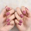 ELEVENAIL Daily Glossy Deep Purple Pink Red Press on False Nails Short Square Fake Fingernails Salon DIY Reusable Acrylic Nail Art Tips Manicure Gifts with Adhesive Tabs Nail File