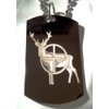 Hunt Hunting Deer Buck Shot Gun Scope Logo Symbols - Military Dog Tag Luggage Tag Key Chain Metal Chain Necklace